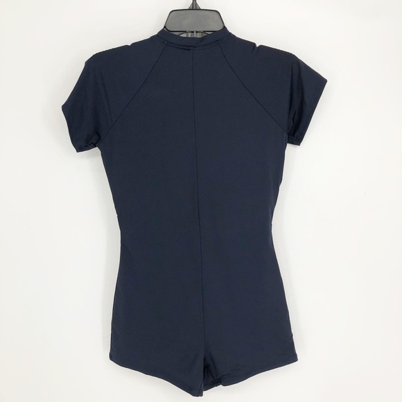 Sea Level Swim Women One Piece Swimsuit 8 Navy Blue Half Zip Short Sleeve NWOT - Picture 5 of 7